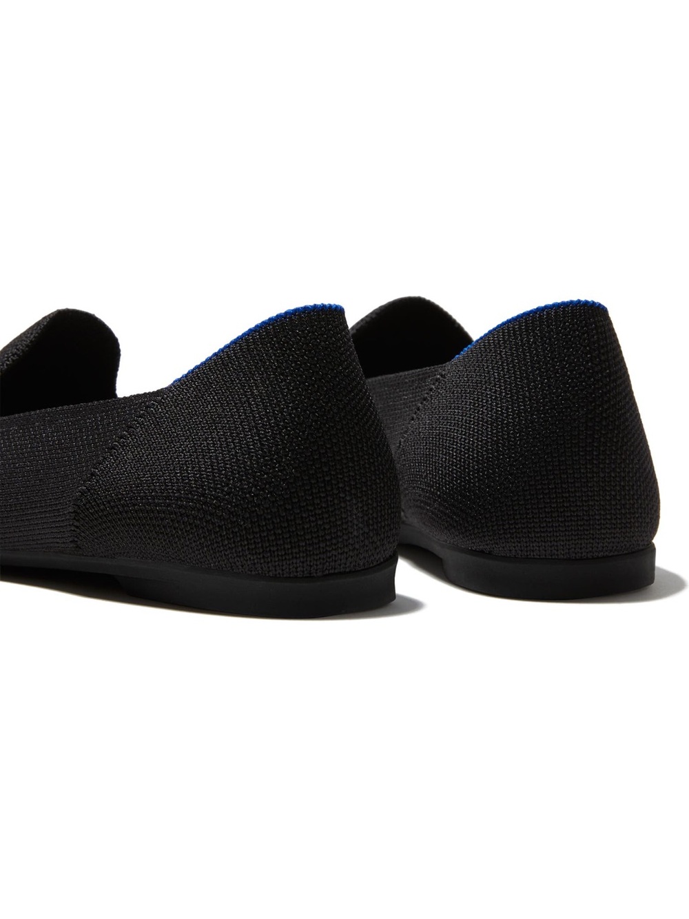 Rothy's Black Knit Slip-On Flats with Leopard Insole and Blue Trim - Picture 3 of 9